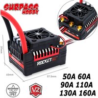 Rocket V2 Supersonic 50A 60A 90A 110A 130A 160A ESC Waterproof Brushless Speed Controller for 1:7 1:8 1:10 RC Car Buggy Model