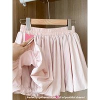 Sweet High Waist Fluffy Skirt Pants Lantern Pants Anti-Light Semi-Body Skirts Korean Style Polyester Daily Wear A-Line Skirt