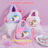 Cartoon Children'S Unicorn Plush Crossbody Bag Kindergarten Girl Cute Shoulder Bag Handbag Casual Coin Purse Birthday Gifts