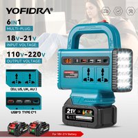YOFIDRA 350W Kabelloser Stromwandler DC 18V-21V zu AC 220V Lithium-Batterie-Wechselrichter mit Dual-USB-Ladeanschluss für Makita-Akkus