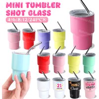 4-24PCS Mini Tumbler with Straw 3oz Wedding Favors Graduation Gifts Double Wall Stainless Steel Cup Sublimation Tumbler for DIY