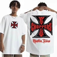 West Coast Choppers Austin Texas Print Men T Shirt 2026 Summer Casual Oversized Cotton Biker Streetwear Tops Oversized T Shirt