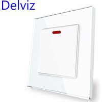 Delviz 20A Water Heater Switch, Toughened Crystal Glass Panel,Double pole double break Button, High power air conditioner Switch