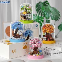 Creative Building Blocks Potted Plants Kit Sakura Tree House Preserved Flowers Bonsai Kid Puzzle Toy Girls Romotic Birthday Gift