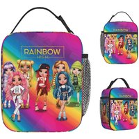 Rainbow High Lunch Bag Portable Lunch Box Girls Travel Custom Cooler Bag Aesthetic Oxford Tote Food Bags