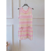 Knitted Hollow out round Neck Sleeveless Dress Casual Style Waist Shaping Soft Polyester Fiber Non Deformable Vest D...