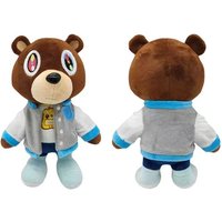 26CM Kanye Teddy Bear Plush Toys Cartoon Stuffed Soft Bear Dolls Life-like Cute Suit Vest Blue Camouflage Kanye Toys Pillow Gift