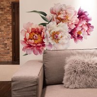 1 Piece of Hand-Painted Colorful Peony Flower Wall Sticker Suitable for Home Room, Bedroom, Living Room, Bathroom Wall Decoration