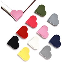 10pcs Love Shape Bookmarks Cross-border Simple PU Leather Portable Book Page Clip Student Book Corner Protection Sleeve