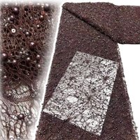 Brown African Groom Beaded Lace Fabric 2026 Elegant Nigerian French Sequins Tulle Lace Fabric Bridal Wedding Party Dresses 2276