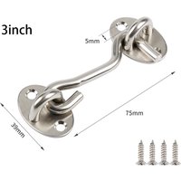 Latch Lock Cabin Hook Holder Shed Gate Door Cabin Hook Catch Holder With Safety Switch With Screws Stainless Steel