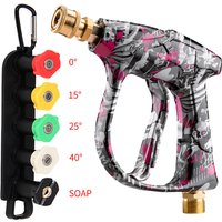 2026 New Graffiti Design Pressure Washer Spray Gun, Aluminum Valve Copper Head, 5 Nozzle Tips Kit, 1/4" Quick Connect for Auto