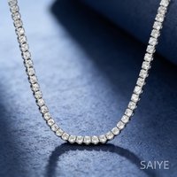 925 Sterling Silver 2MM Tennis Necklace for Women, Shiny Cubic Zirconia Chain, Elegant Party Jewelry for Wedding & Daily Wear