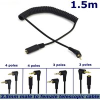 90 Degree 3.5mm 3/4 Pole Male TRS To TRRS 3.5mm 3/4 Pole Male/Female Headphone Stereo Audio AUX Spring Coiled Spiral Cable