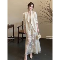 Women's Fashion Suit Skirt Set 2026 Spring/summer Commuting Suit Jacket Lace Camisole Skirt Set