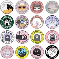 Cartoon Round Cat Enamel Pins Cute Kitty Animal Series Brooches Lapel Backpack Badge Fashion Best Jewelry Gifts For Friends
