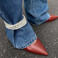Fashion Imitation Pearl Multilayer Anklets for Women Girls Elegant White Beaded Foot Chain Pants Chain Wedding Jewelry Gifts