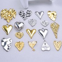 6Pcs/Lot Stainless Steel Personality Hammered Big Heart Charms Wholesale Vintage Sun Textured Sweet Couple Love Colgantes Bulk