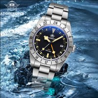 ADDIESDIVE Hot Sale GMT Quartz Watch Bubble Mirror Glass AD2036 Mens Dive Watches 20Bar Waterproof Super Luminous Man WristWatch