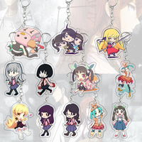 Monogatari Series Acrylic Keychain Kawaii Couple Charm Chibi Anime Character Bag Pendant Decor Accessories Keyring Birthday Gift