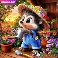 Momoart 5D DIY Diamond Mosaic Hedgehog Animal Painting Cartoon Suitable for Beginners Flower Craft Kit Embroidery Wall Decor