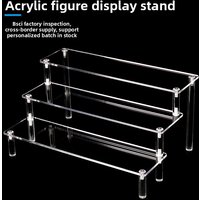 1-4 20x8cm Tier Acrylic Display Stand Durable Display Rack for Cupcake Perfume Doll Transparent Trapezoidal Storage Shelf