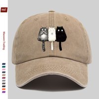 1pc Baseball Cap with Three Cats Sitting Together Print, Suitable for Daily Casual Outfits, Sun Hat, Comfortable and Lightweight