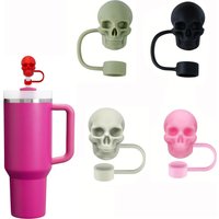 Skull Silicone Straw Covers Cap Tumblers Cup Accessories Reusable Dust-Proof Spill-Proof Plug Stopper For Stanley Water Bottle