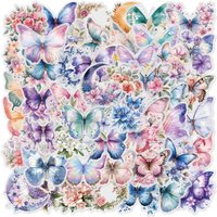 50 Pcs Colorful Butterfly Stickers - Cute Decorative Decals for Phone Cases, Luggage, Notebooks & DIY Crafts(Anime Worlds Store)