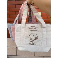Kawaii Snoopy Corduroy Shoulder Bag Anime Features Large Capacity Storage Tote Bag Zipper Handbag Girlfriend Birthday Gift
