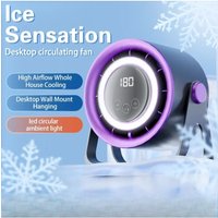 New 1800mAH Desktop Bladeless Electric Fan, USB Rechargeable with Ambient Light, Silent Turbo Fan, 100 Speed Air Cooler