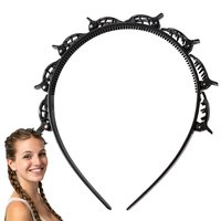Headband with Clips Attached Hairstyle Hairpin Headband for Women Weave Bangs Toothed Braid Tool for Layered Twists Travel Home