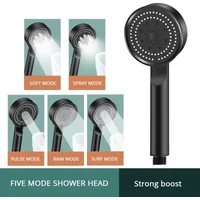 5 Mode Pressure Boost Shower Head Multifunction Adjustable Large Water Yield Shower Nozzle Massage Shower Bathroom Accessory