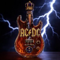 AC/DC Inspired Electric Guitar Shaped Whiskey Decanter, Crown Topped Creative Glass Liquor Bottle for Rock Fans
