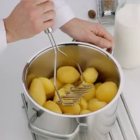 Stainless Steel Wavy Potato Masher - Ideal for Making Vegetable and Fruit Purees By Hand in The Kitchen, Durable Kitchenware