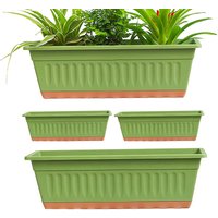 4PCS 50x19x16cm Rectangular Planting Box, Flower Pot With Drainage Holes And Tray, Long Windowsill Flower Pot, Succulent Planter