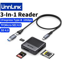Unnlink 3-in-1 CFexpress Type-B Card Reader 10Gbps USB 3.2 Gen 2, Support USH-II SD 4.0 / TF Micro SD 4.0, Magsafe Magnetic