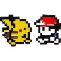 2pcs Retro Game 8-bit Pixel Pokemon Enamel Pins Ash Ketchum Pikachu Brooches Badge Backpack Accessories For Fans Gift