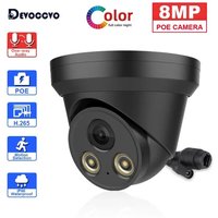 8MP HIK Compatible Black Dome IP Camera PoE IR Colorful Night Vision 4K CCTV Security Audio Camera Plug&Play With 10CH POE NVR