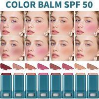 SPF 50 Blush Balm Stick Hydrating Water & Sweat Resistant Long-Lasting Color Payoff Buildable Blush Fresh Natural Finish Makeup