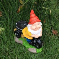 Cross-Border Cycling Dwarf Garden Statue, Resin Old Man Sculpture, Weatherproof Gnome Ornament for Courtyard