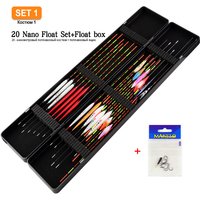 20PCS Composite Nano Floats+Float Box Combo Fresh Water Buoy Lake River Vertical Fishing Bobber Hard Tail Float Accessories