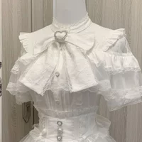 Japanese Kawaii Lolita Lace Patchwork Blouses Summer Women Harajuku Single Breasted Sweet Shirts Summer Girly JK Bow Tops Blusas