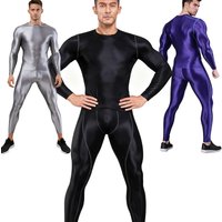men's gloss smooth Tight swimsuit long sleeves tops +pants Yoga training, sports running,cycling, leggings swimming suit