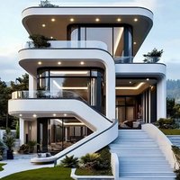 New Design Three Storey Prefab House Prefabricated 5 Bedrooms Villa Light Steel Frame House with Furniture