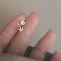 925 Silver Needle Mini Snowflake Flower Cubic Zirconia Earrings Ear Bone Nail Piercing Ear Jewelry Children's Earrings