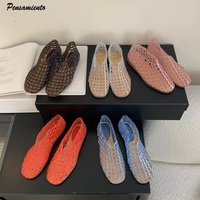 Ins style Fashion Transparent Jelly Shoes Women Hollow out Loafers Flats Casual Vacation Beach Summer Sandals Walking Lazy Shoes