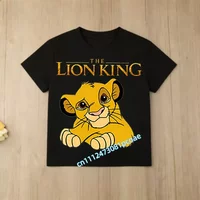 The Lion King Summer T-shirt for Children - 100% Cotton Short-Sleeved Boys' Sport Shirt for Girls -Casual Top with Cartoon Print