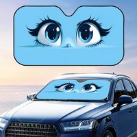 Cute Eyes Design Sun Visor Car Front Windshield Sun Shade Foldable Reflective UV Protection Heat Insulation Cover