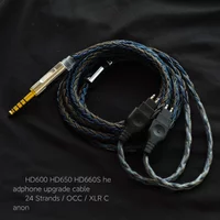 for Hd660s2 Hd600 HD650 Upgrade Cable 4.4mm Balance Cable 2.5mm 3.5mm with Mic OCC Silver Plated Earphones 24 Strands